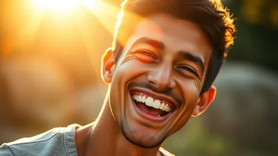 Joyful Young Man Laughing Naturally