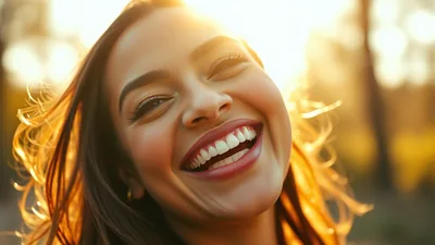 Joyful Young Woman Laughing
