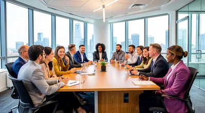 Large Team Meeting Glass Conference Room