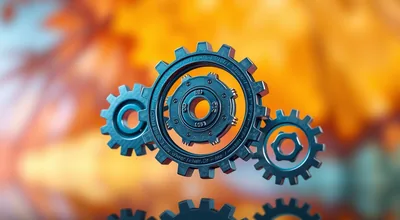 Layered Gears Autumn Orange Bokeh