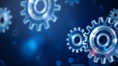 Modern AI Glass Gears with Dark Background Lagoon