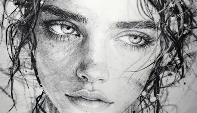 Pencil Sketch Portrait of Woman