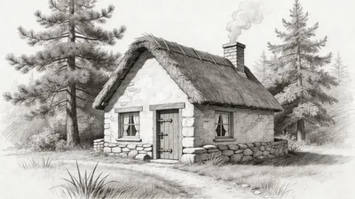Pencil Sketch Stone Cottage