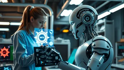 Robotics Engineer Coding a Humanoid Robot Beacon
