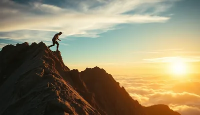 Runner Silhouette on Mountain Ridge Sunset