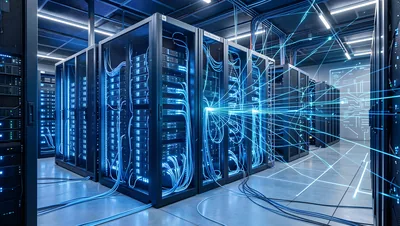 Server Room Blue Light Trails