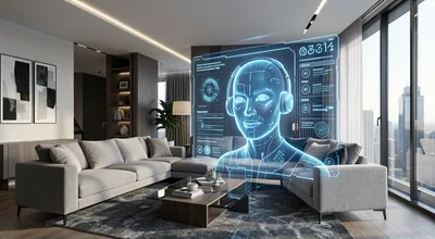 Smart AI Voice Assistant Projection Teal