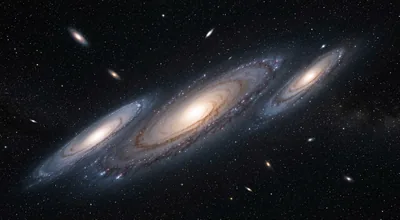 Spiral Galaxies Cluster in Starry Sky