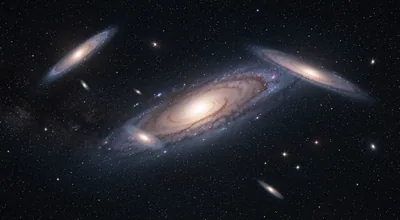 Spiral Galaxies Cluster Starry Space