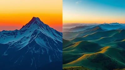 Split Illustrated Mountain and Hills
