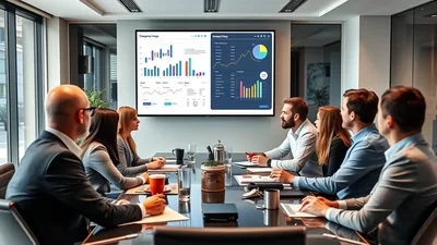 Team Meeting Reviewing Charts Conference Room