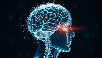 Transparent Human Head Brain Temple Glow