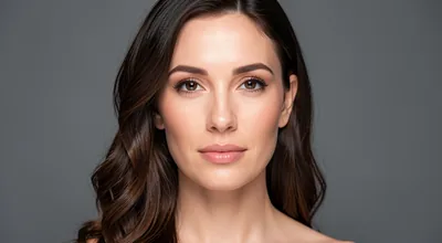 Woman Portrait Dark Brown Wavy Hair