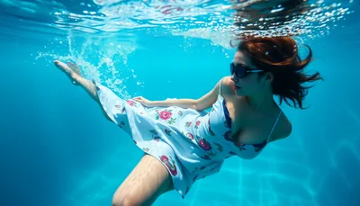 Woman Swimming in Swimming Pool Eclipse