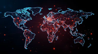 World Map Connected by Artificial Intelligence