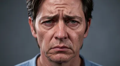 Worried Man Close Up Portrait