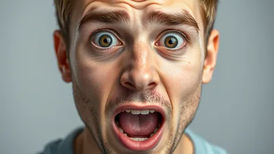 Young Man Reacting with Genuine Surprise