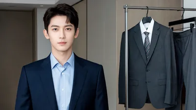 Young Professional Man Navy Suit