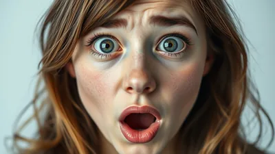 Young Woman Reacting with Genuine Surprise